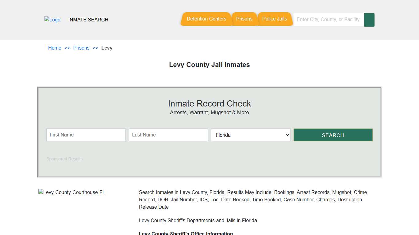 Levy County Jail Inmates | Florida Inmate Search