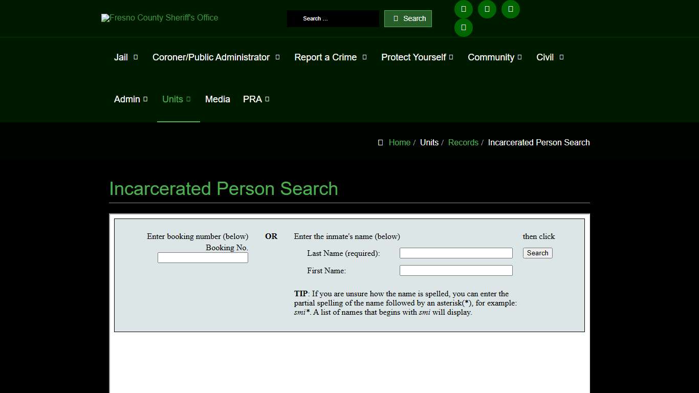 The Fresno County Sheriff-Coroner's Office - Incarcerated Person Search