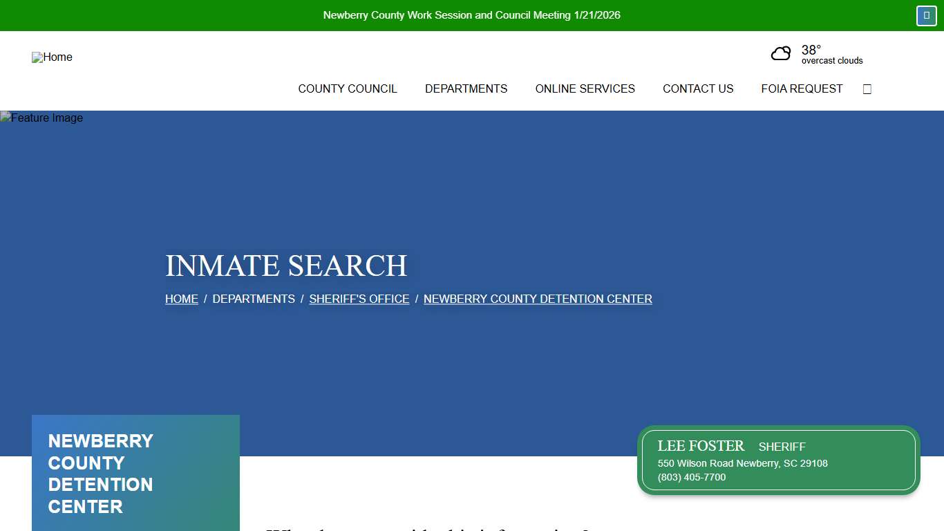 Inmate Search | Newberry County, SC